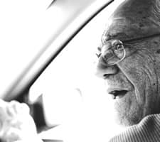 Steel ladder on the back of a truck